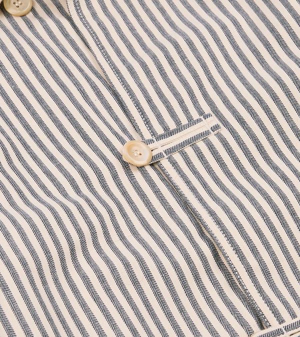 Drake's Blue And Ecru Stripe Cotton-Linen Deck Chore Jacket