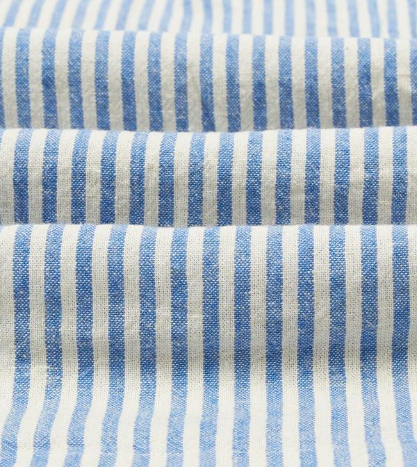 Drake's Blue And Ecru Stripe Tie Front Lightweight Overshirt