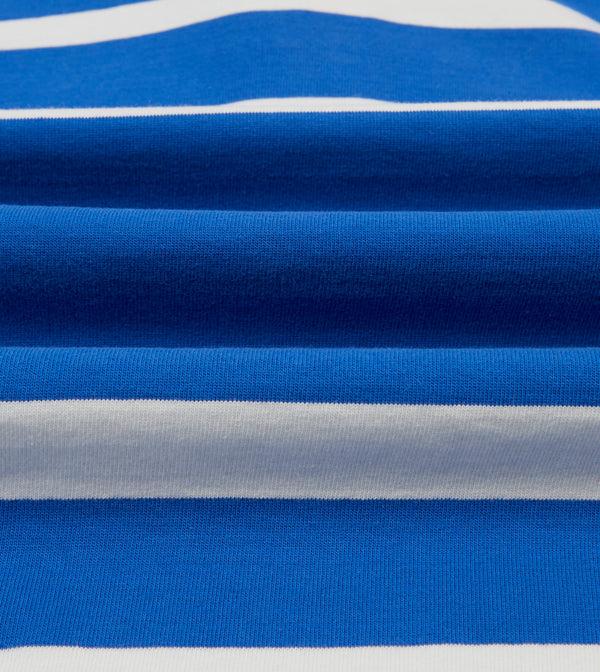 Drake's Blue And White Dual Stripe Cotton Rugby Shirt