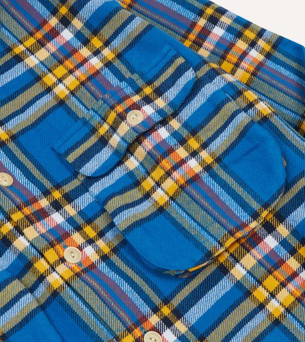 Drake's Blue And Yellow Check Brushed Cotton Two-Pocket Work Shirt