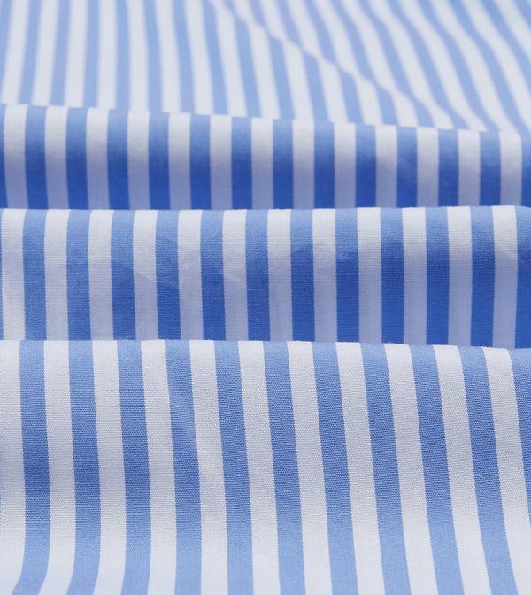 Drake's Blue Bengal Stripe Cotton Poplin Button-Down Shirt