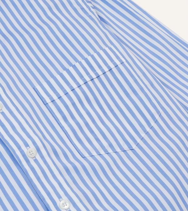 Drake's Blue Bengal Stripe Cotton Poplin Button-Down Shirt