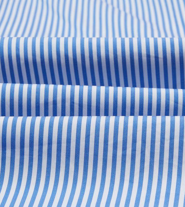 Drake's Blue Bengal Stripe Cotton Poplin Button-Down Shirt