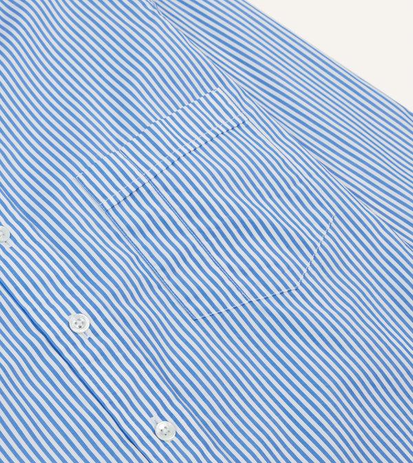 Drake's Blue Bengal Stripe Cotton Poplin Button-Down Shirt