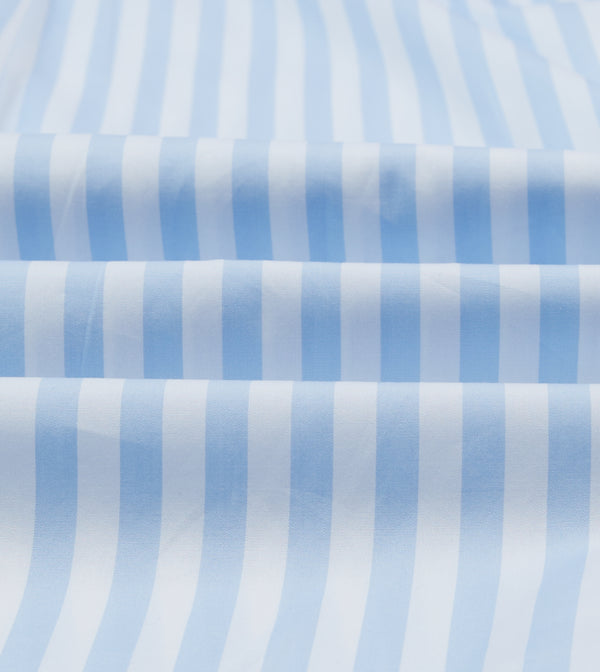 Drake's Blue Broad Stripe Cotton Poplin Button-Down Shirt