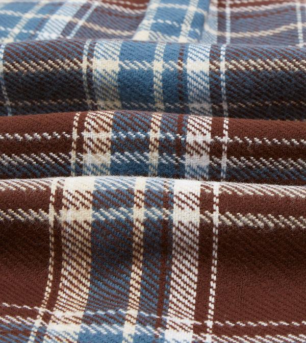 Drake's Blue Check Heavy Cotton Two-Pocket Work Shirt