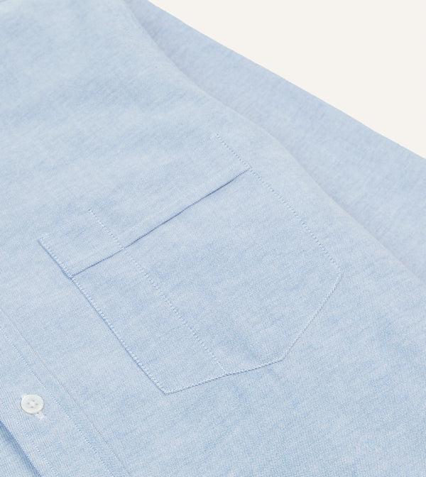 Drake's Blue Cotton Oxford Cloth Long Point Collar Shirt