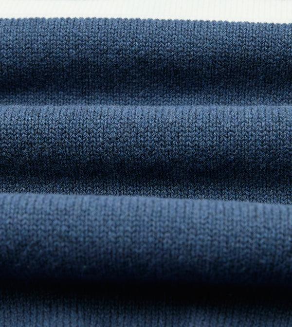 Drake's Blue Stripe Knitted Crepe Cotton Short-Sleeve Polo Shirt