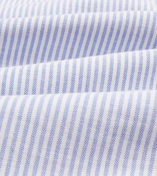 Drake's Blue Ticking Stripe Cotton Oxford Cloth Button-Down Shirt