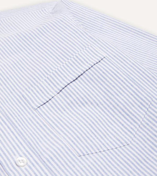 Drake's Blue Ticking Stripe Cotton Oxford Cloth Button-Down Shirt