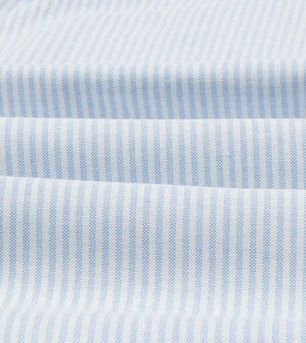 Drake's Blue Ticking Stripe Oxford Cloth Button-Down Work Shirt