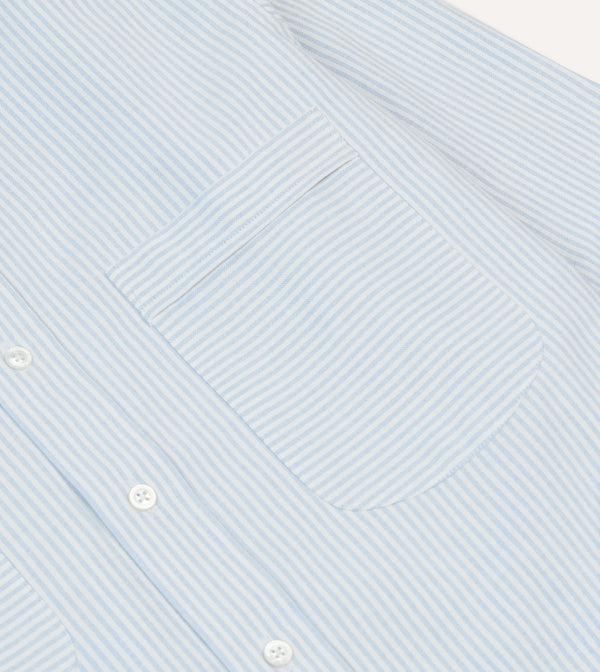 Drake's Blue Ticking Stripe Oxford Cloth Button-Down Work Shirt