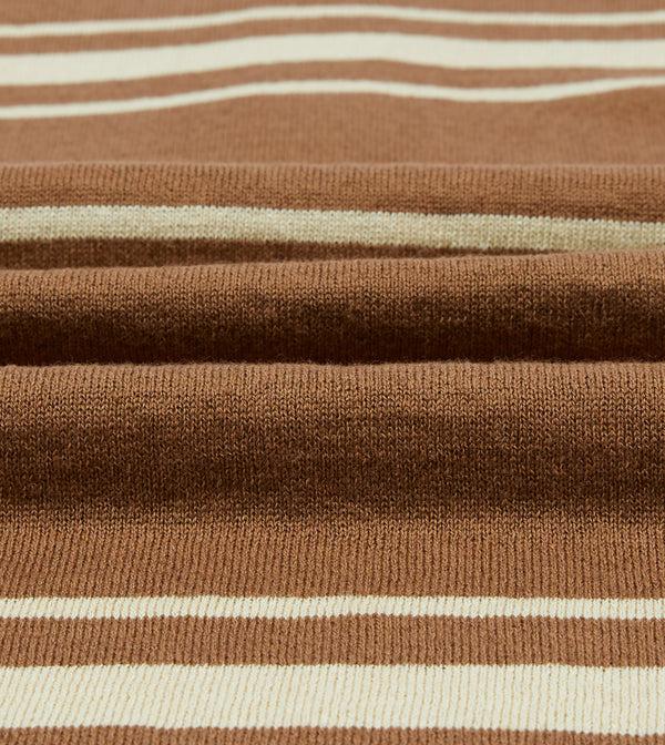 Drake's Brown And Ecru Linen Cotton Knitted Rugby Shirt