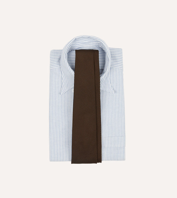 Drake's Brown Fine Woven Grenadine Silk Hand Rolled Tie