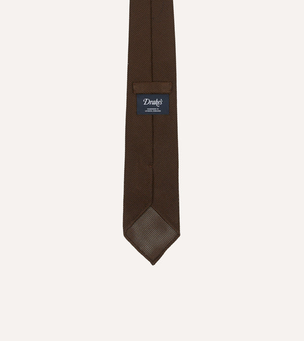 Drake's Brown Fine Woven Grenadine Silk Hand Rolled Tie