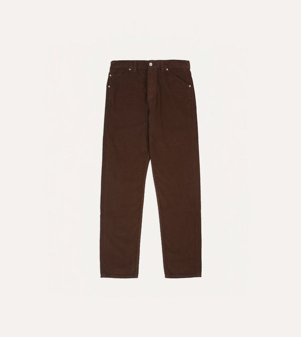Drake's Brown Japanese Selvedge Needlecord Five-Pocket Trousers