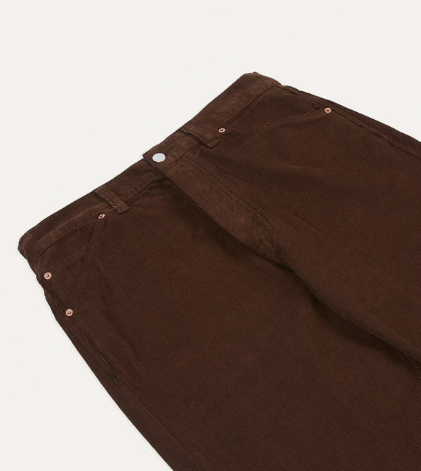 Drake's Brown Japanese Selvedge Needlecord Five-Pocket Trousers