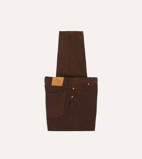 drake's Brown Japanese Selvedge Needlecord Five-Pocket Trousers