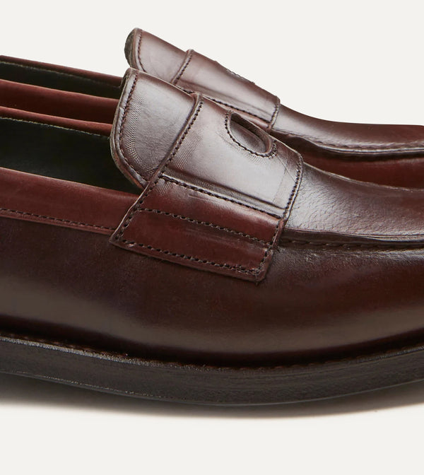 Drake's Brown Leather Charles Goodyear Welted Penny Loafer