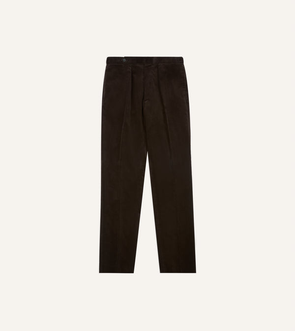 Drake's Brown Mid-Wale Corduroy Single Pleat Trouser