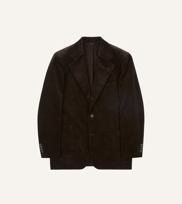 drake's Brown Mid-Wale Cotton Corduroy Tailored Jacket