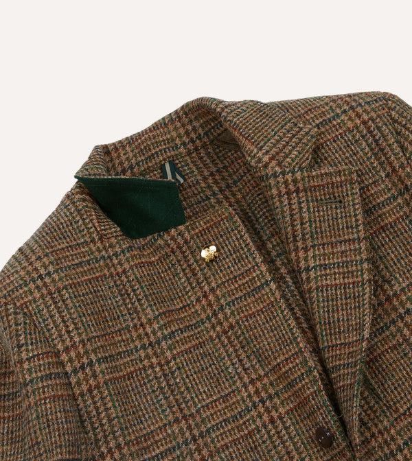 Drake's Brown Prince Of Wales Check Harris Tweed Games Blazer Mk. VII