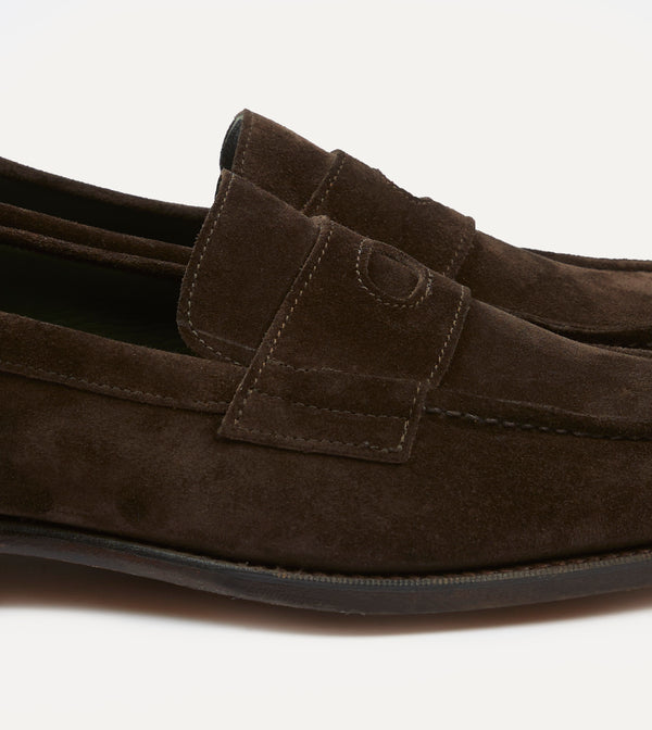 Drake's Brown Suede Charles Mk II Goodyear Welted Penny Loafer