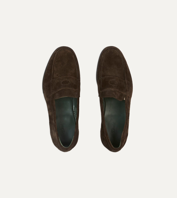 Drake's Brown Suede Charles Mk II Goodyear Welted Penny Loafer