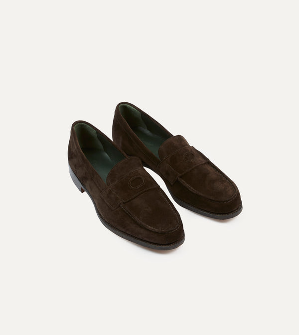 drake's Brown Suede Charles Mk II Goodyear Welted Penny Loafer