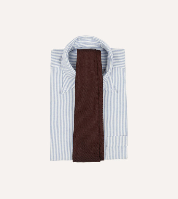 Drake's Burgundy Fine Woven Grenadine Silk Hand Rolled Tie