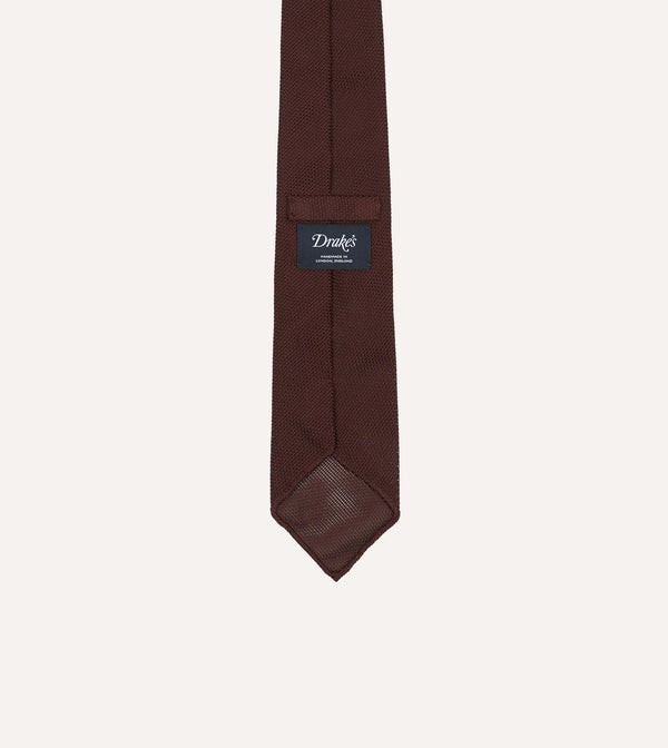 Drake's Burgundy Fine Woven Grenadine Silk Hand Rolled Tie