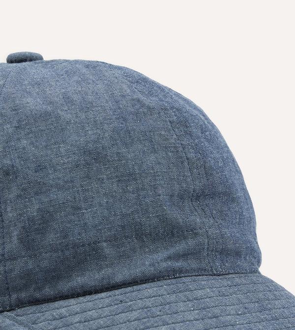 Drake's Câbleami Indigo 6oz Chambray Cotton Army Cap