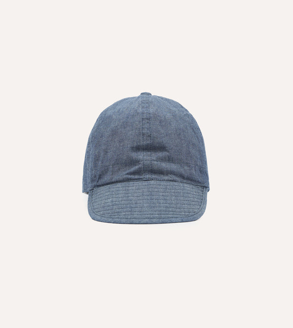 drake's Câbleami Indigo 6oz Chambray Cotton Army Cap