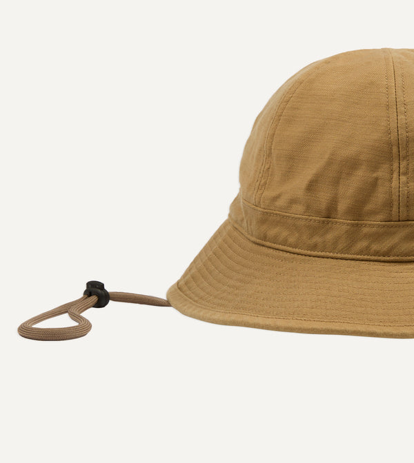 Drake's Câbleami Tan Baker Back Satin Cotton Metro Hat