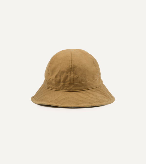 drake's Câbleami Tan Baker Back Satin Cotton Metro Hat
