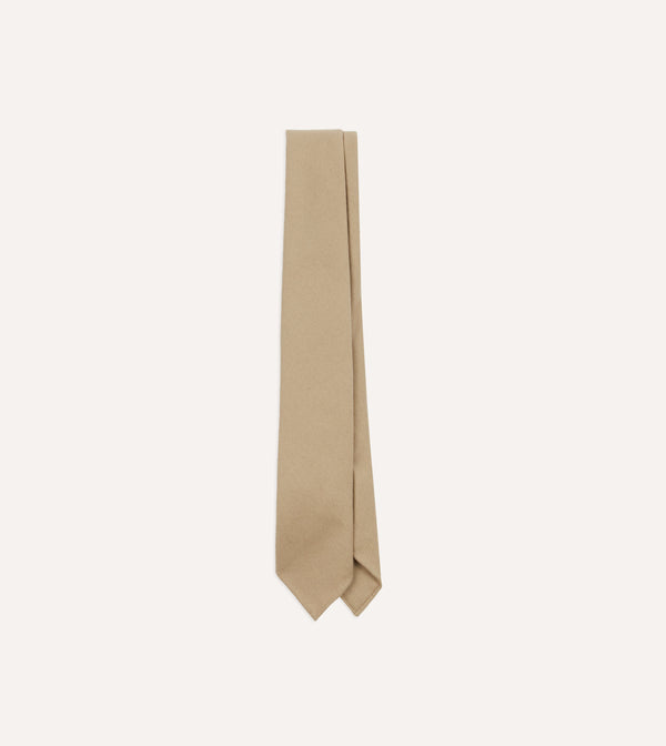 drake's Camel Super Fine Merino Wool Self Tipped Tie
