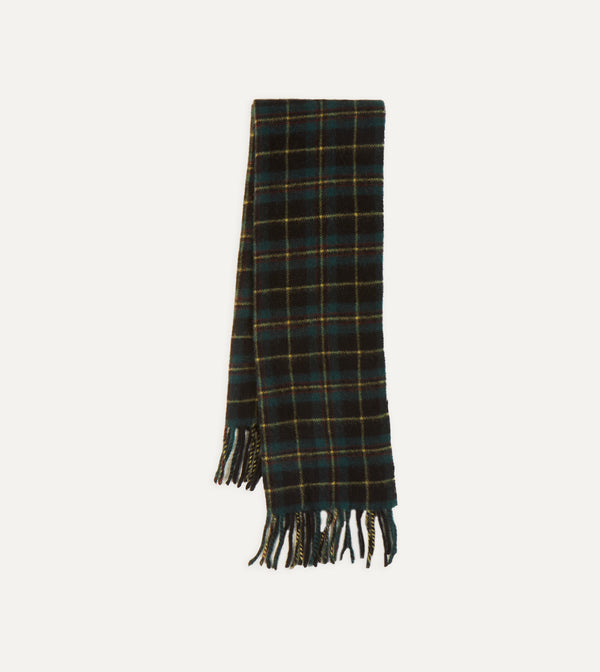 Drake's Campbell Tartan Lambswool Washed Check Scarf