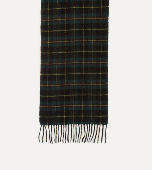Drake's Campbell Tartan Lambswool Washed Check Scarf
