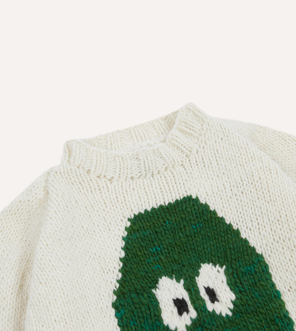 Drake's Chamula For Drake's Ecru Avocado Merino Jumper