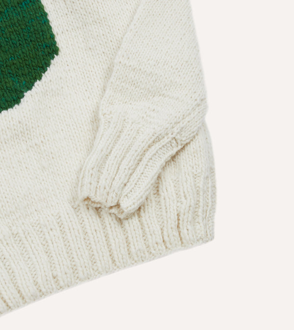 Drake's Chamula For Drake's Ecru Avocado Merino Jumper