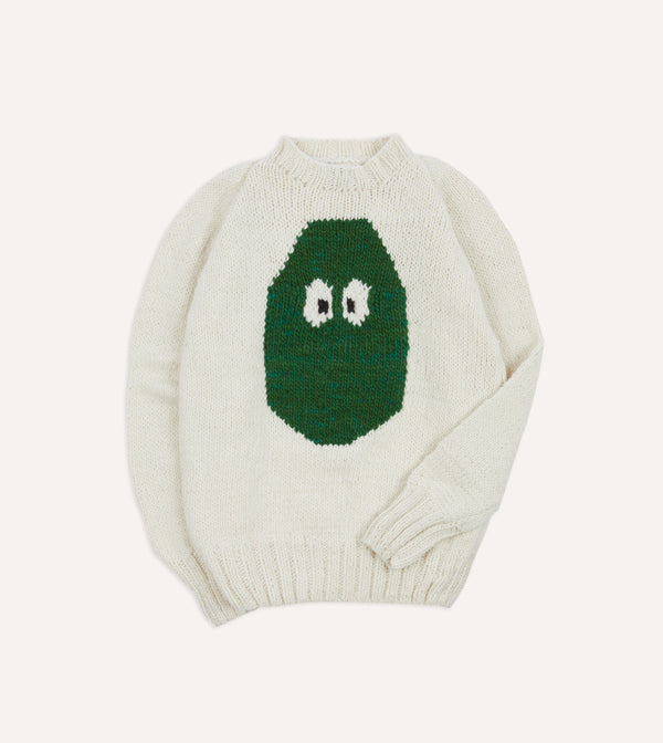 drake's Chamula for Drake's Ecru Avocado Merino Jumper