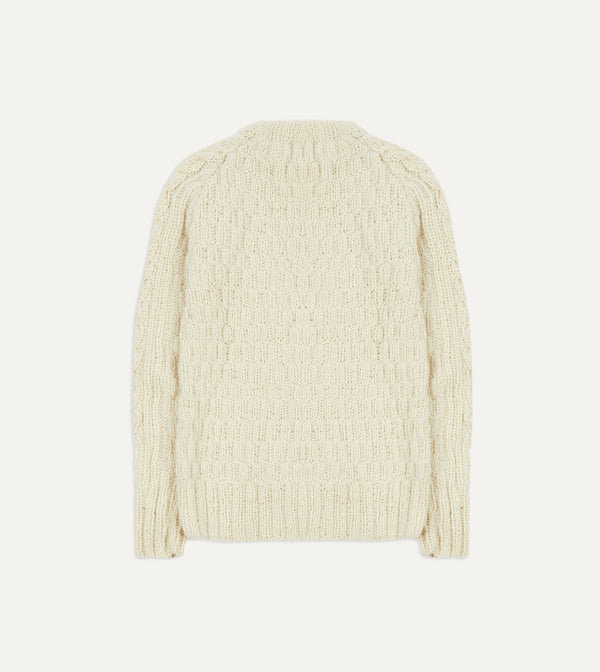 Drake's Chamula For Drake's Ecru Cable Knit Merino Jumper