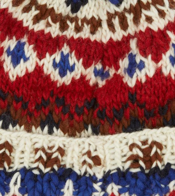Drake's Chamula For Drake's Ecru Fairisle Merino Knit Cap