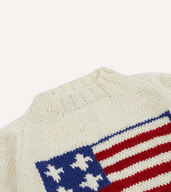 Drake's Chamula For Drake's Ecru Flag Merino Jumper