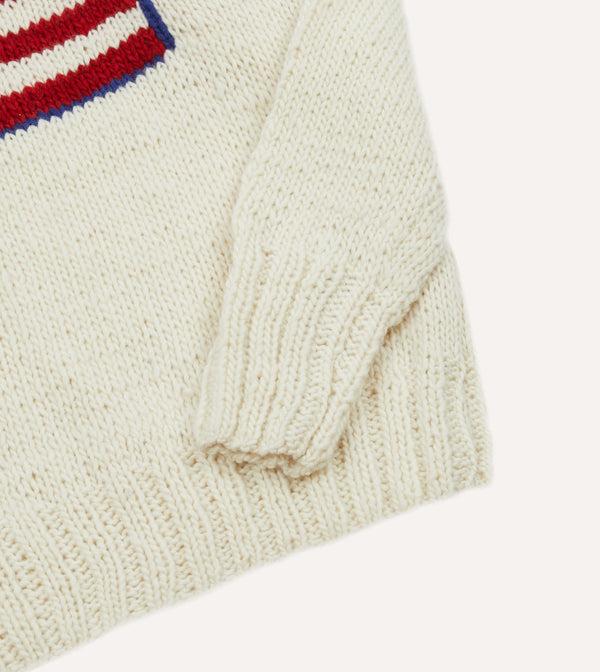 Drake's Chamula For Drake's Ecru Flag Merino Jumper
