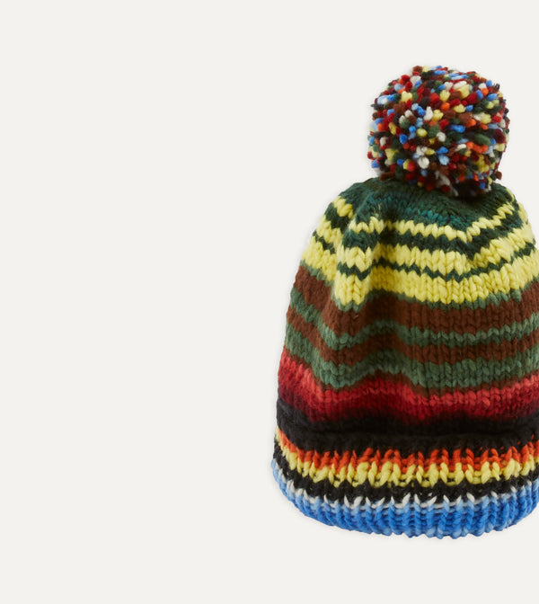 Drake's Chamula For Drake's Green Serape Merino Knit Cap