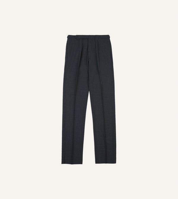 Drake's Charcoal Tropical Wool Single Pleat Trouser