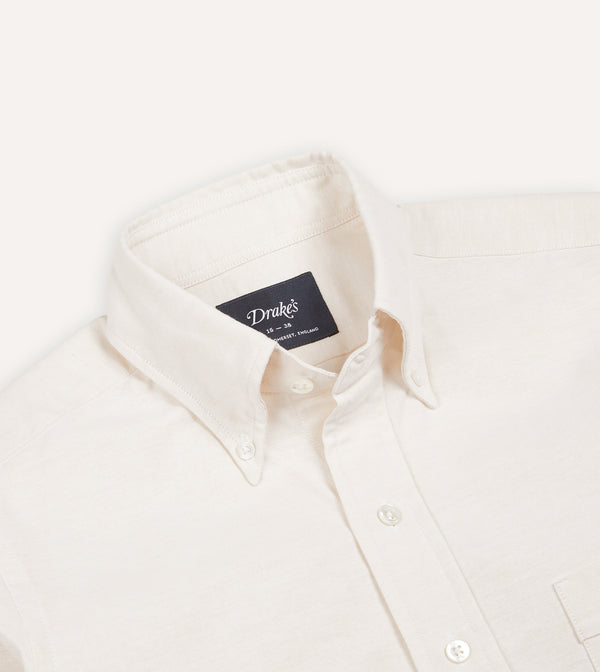 Drake's Cream Cotton Oxford Cloth Button-Down Shirt