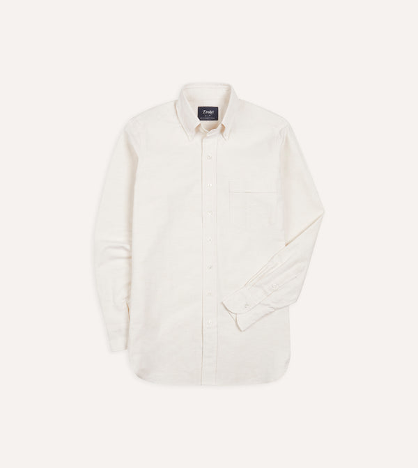 drake's Cream Cotton Oxford Cloth Button-Down Shirt