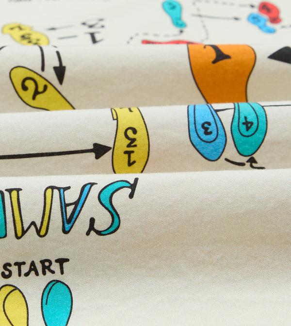 Drake's Dance Steps Print Cotton Camp Collar Short Sleeve Shirt